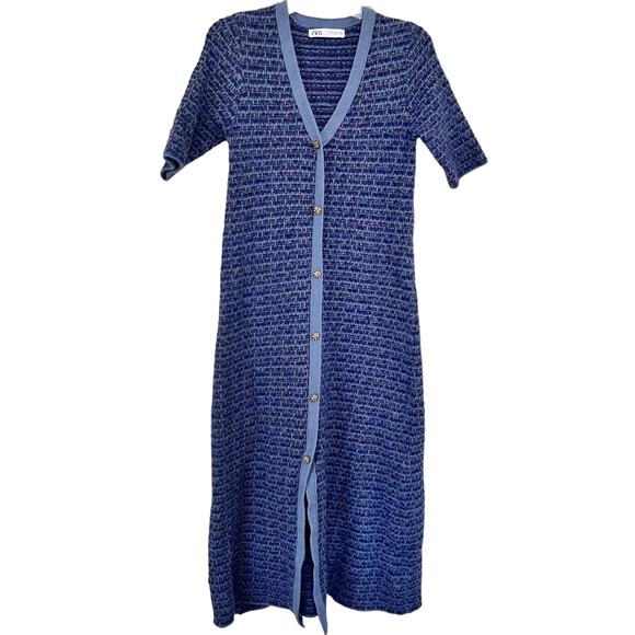 Zara metallic thread knit sweater dress size Large - Picture 2 of 6